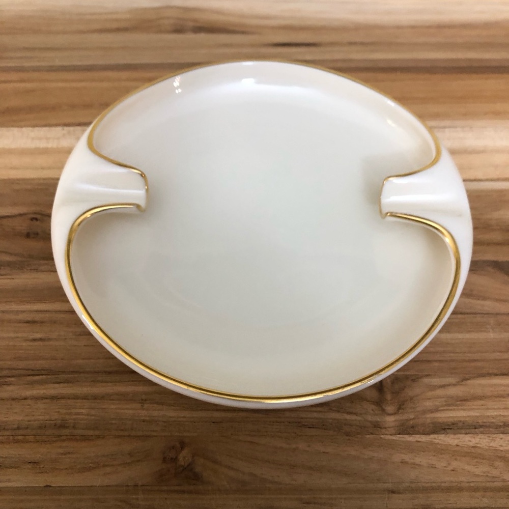 Antique/Vintage Lenox Ashtray - Ivory & 24K Gold Rim.
